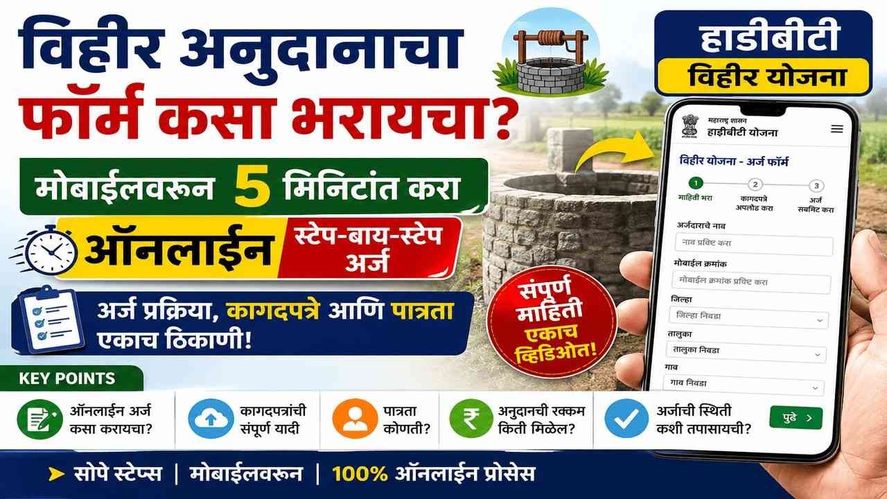 विहीर अनुदानाचा फॉर्म कसा भरायचा? मोबाईलवरून ५ मिनिटांत करा ऑनलाईन स्टेप-बाय-स्टेप अर्ज